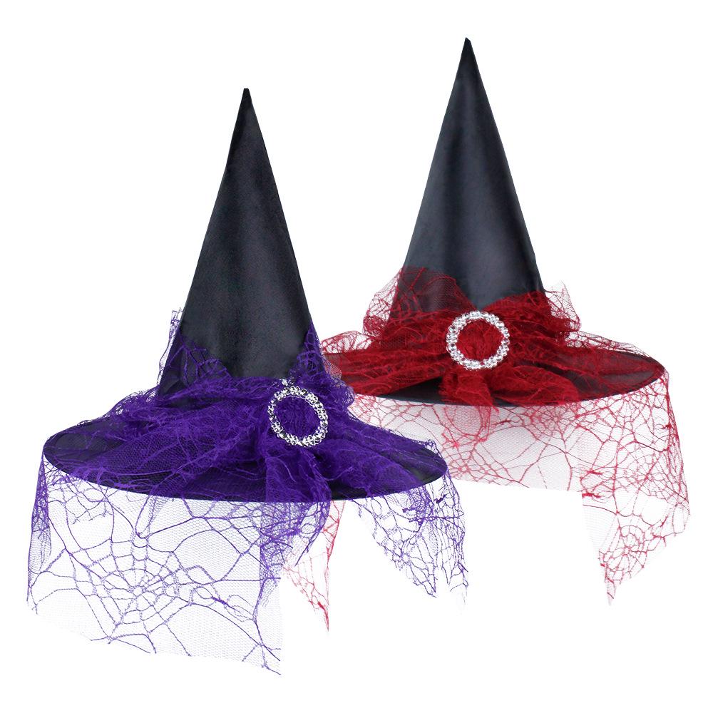 Cross-Border Halloween Witch Hat Gauze Headwear for Adult and Kids Cosplay