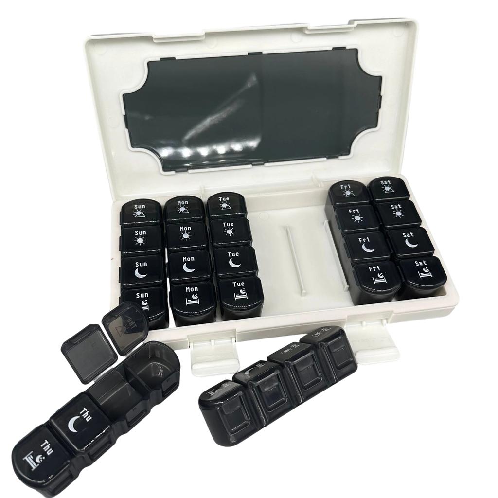 New Weekly Organizer Case 2 Times a Day AM PM Daily Pill Box to Hold Vitamin Fish Oil Supplements and Medicine Storage Box