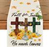 Fall for Jesus He Never Leaves Linen Table Runner Kitchen Table Decor Thanksgiving Pumpkins Dining Table Runners Party Decor