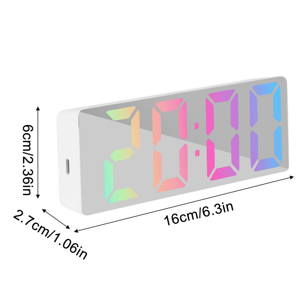 Digital Alarm Clock Electronic LED Mirrored Desk Clock Luminous Alarm Clocks Modern Home Decor With Date And Temperature Table
