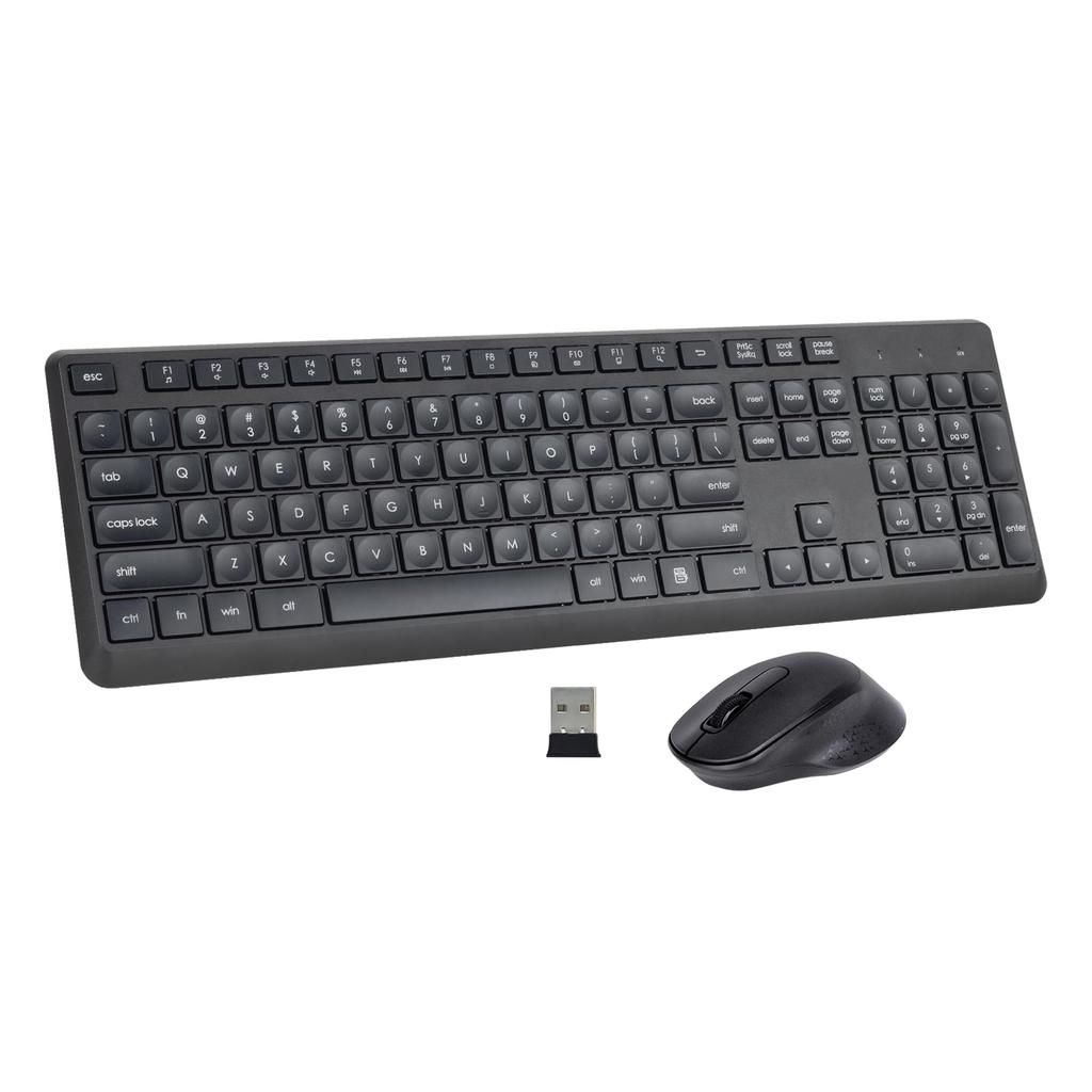 HUO JI Trådløst Tastatur og Mus Stille Engelsk med Numerisk Gaming Enkel Høy Respons 12 Multimedia Ergonomisk Design for Kompatibel med Windows og