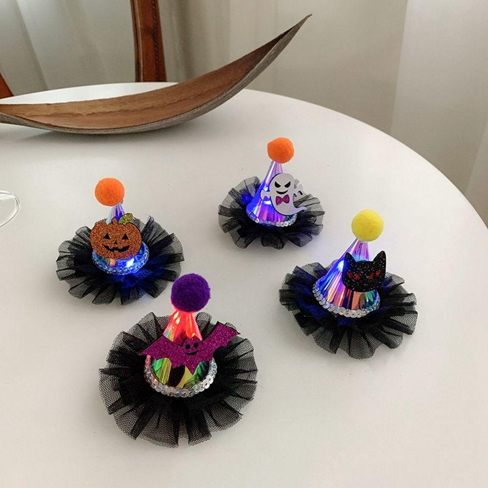 Glowing Lace Ghost Halloween Headwear Children Hairpin Hair Accessories Halloween Hat Hair Clip
