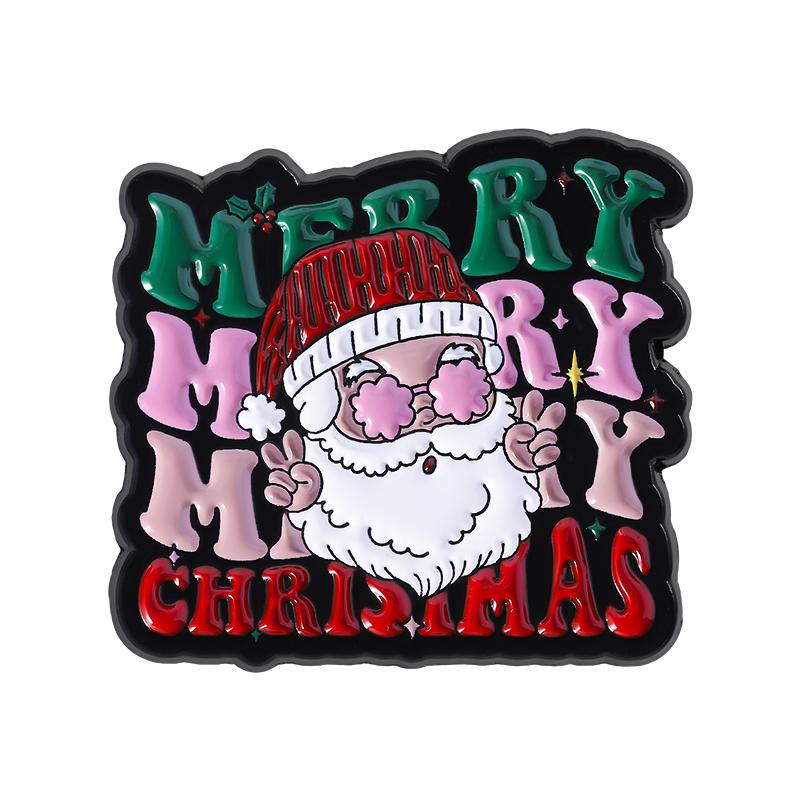 Santa Claus Delivering Gifts Enamel Pins Custom Halloween Brooches Lapel Badges Clothes Funny Jewelry Gift for Kids Friends