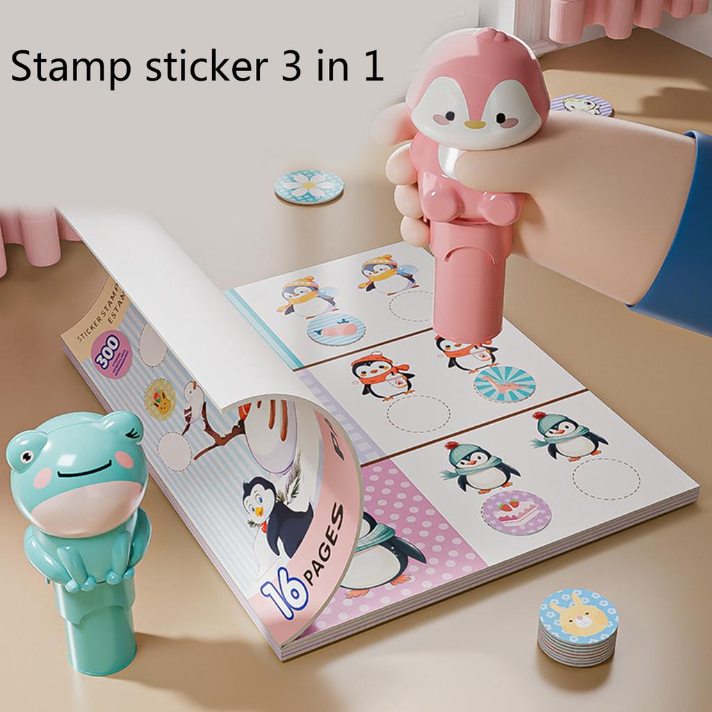 Children Sticker Stamp Activity Sticker Book Set Cartoon Sticker Stamp with 300 Cartoon Sticker 6 Pages Activity Book