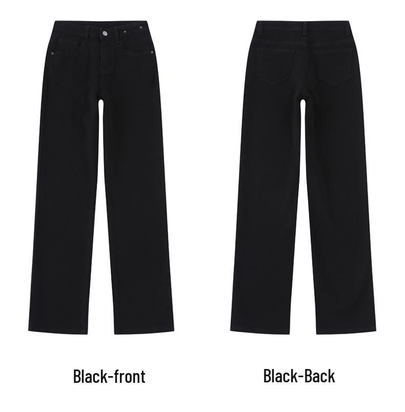 Autumn Retro High-Waist Straight Leg Mop Jeans for Women