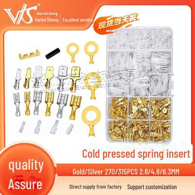 Gold/Silber 270/315 Stück Kaltgepresste Federstecker-Anschlussklemmen (2.8/4.8/6.3MM)