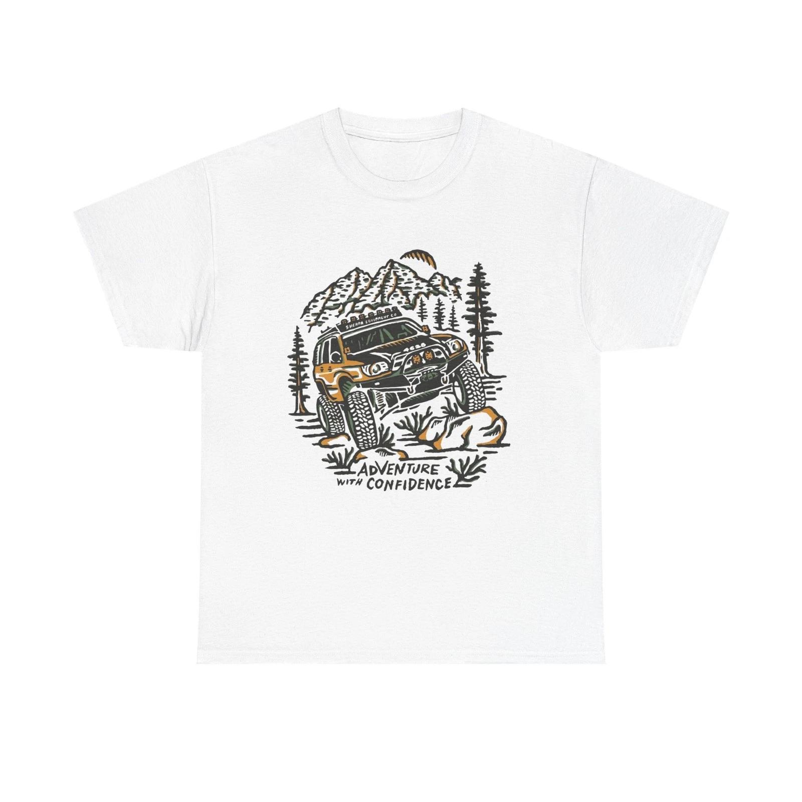 

Adventure With Confidence Offroading Graphic T Shirt Unisex Heavy Cotton Tee 4XL