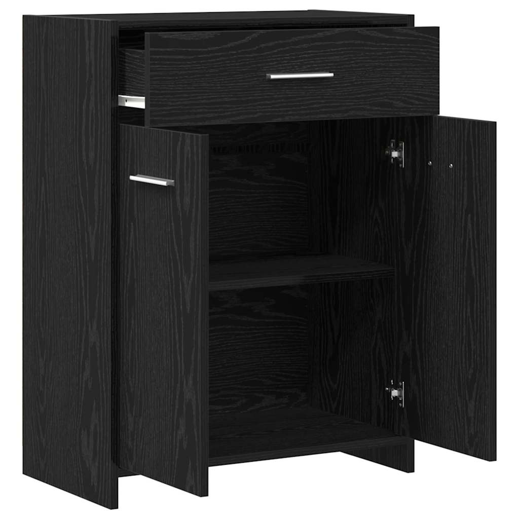 Bathroom Cabinet with Door Black Oak Effect 60 x 33 x 80 cm