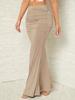 European and American High-Waisted Elastic Pleated Fishtail Midi Skirt for Autumn and Winter