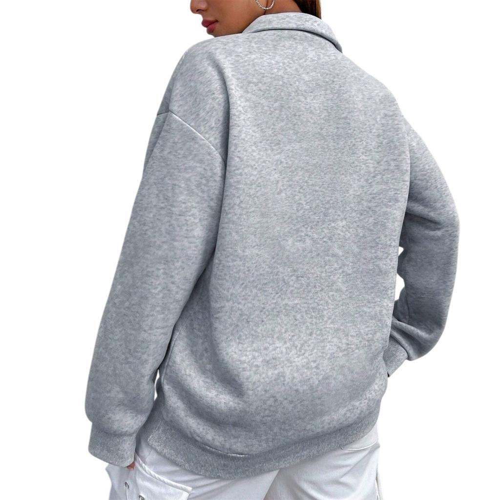 Women's Zippered Turtleneck Long Sleeve Solid Color Sweatshirt Top Coat