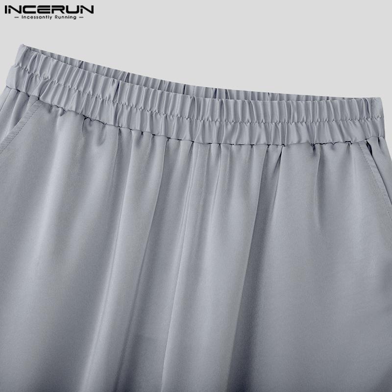 INCERUN 2PCS Men Long Sleeve Irregular TopsLong Straight Pants Sets Two Pieces Outfits