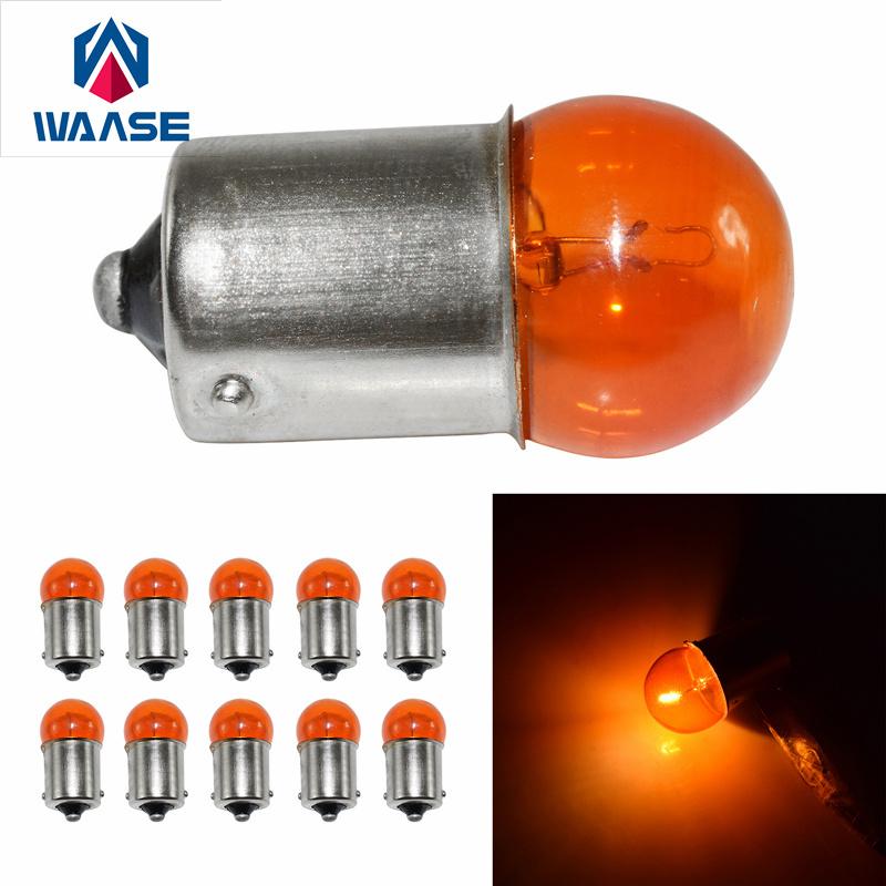 waase 10pcs Motorcycle Replace lamp BA15S 12V 10W Turn Signals Light Bulb Red For Motor ATV Motorbike Scooter