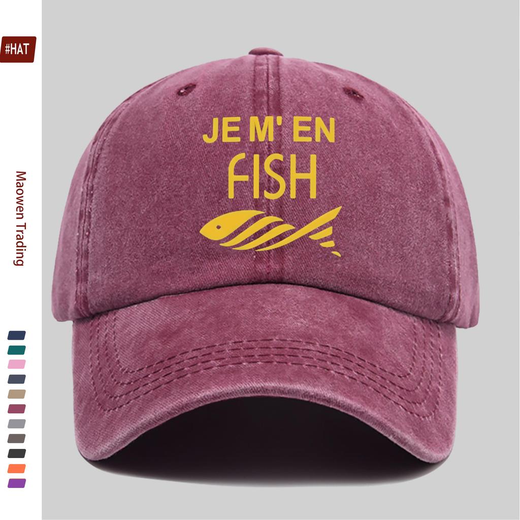 pc JEMEN FISH Fish Print Baseball Cap Home Leisure Decorative Hat Fashionable Trendy Printed Papa Hat Adjustable Buckle S