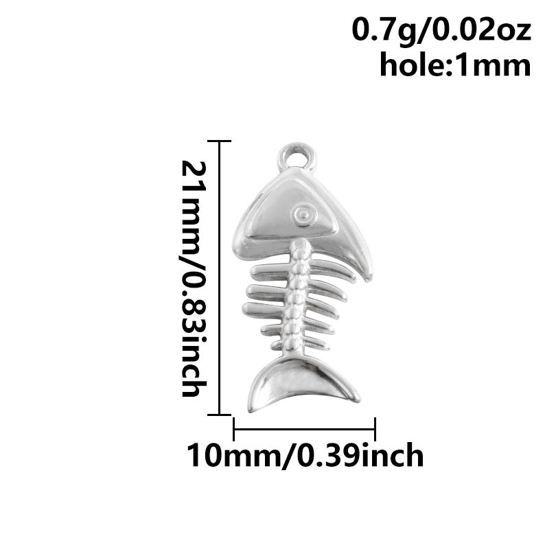 6pcs Different Bone Tail Fish Charm Ocean Animal Pendants Stainless Steel Charms For Jewelry Making Supplies Handmade Materials