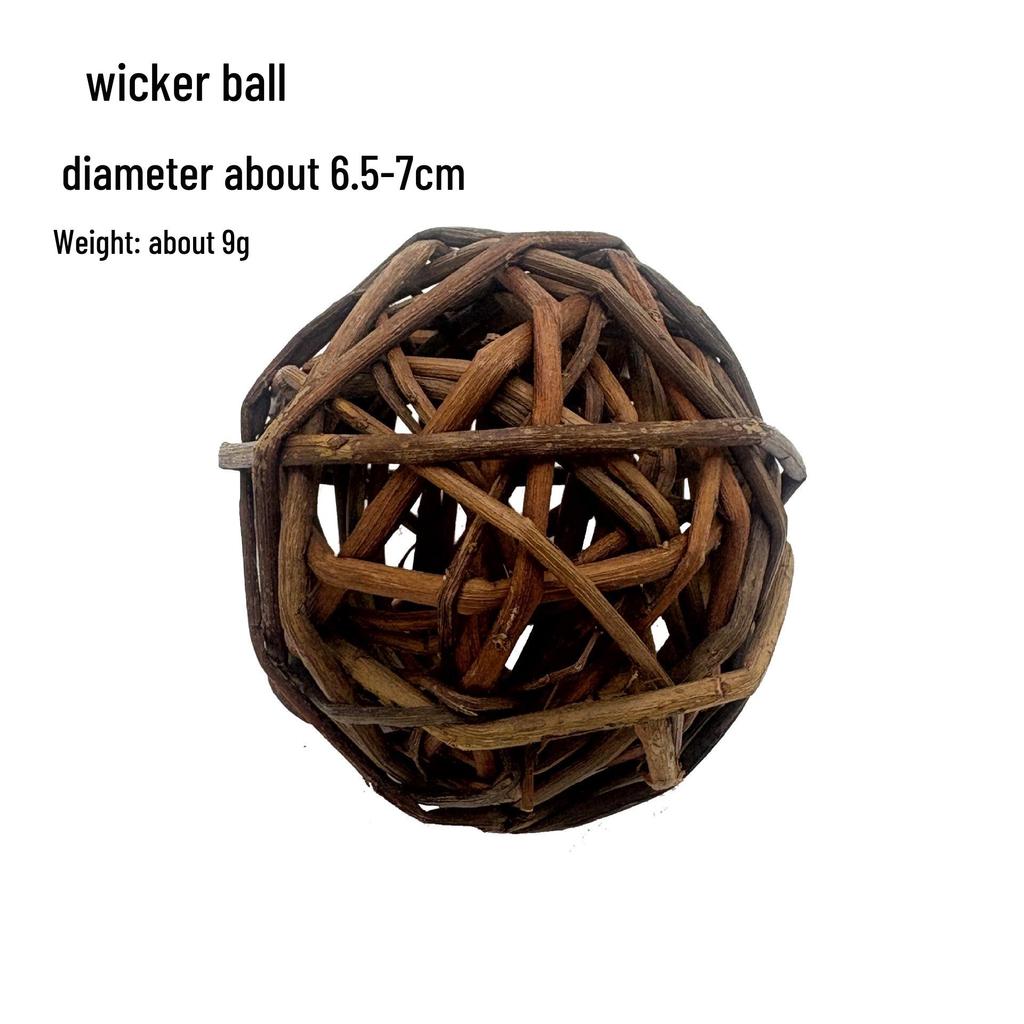 Natural Handmade Woven Rattan Teething and Chew Toy for Rabbits, Hamsters, and Chinchillas - Boredom Relief Ball
