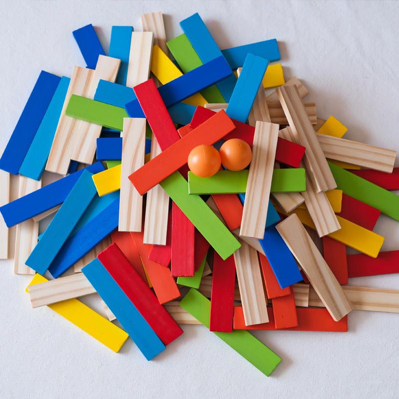 Wooden Strip Building Block Set Children Puzzle Set For Kids Ages 1 To 6