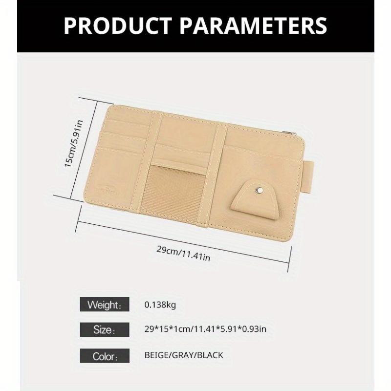 Multifunctional Faux Leather Car Organizer with Sun Visor, Card Holder, Driver'S License Storage Box, Document Storage