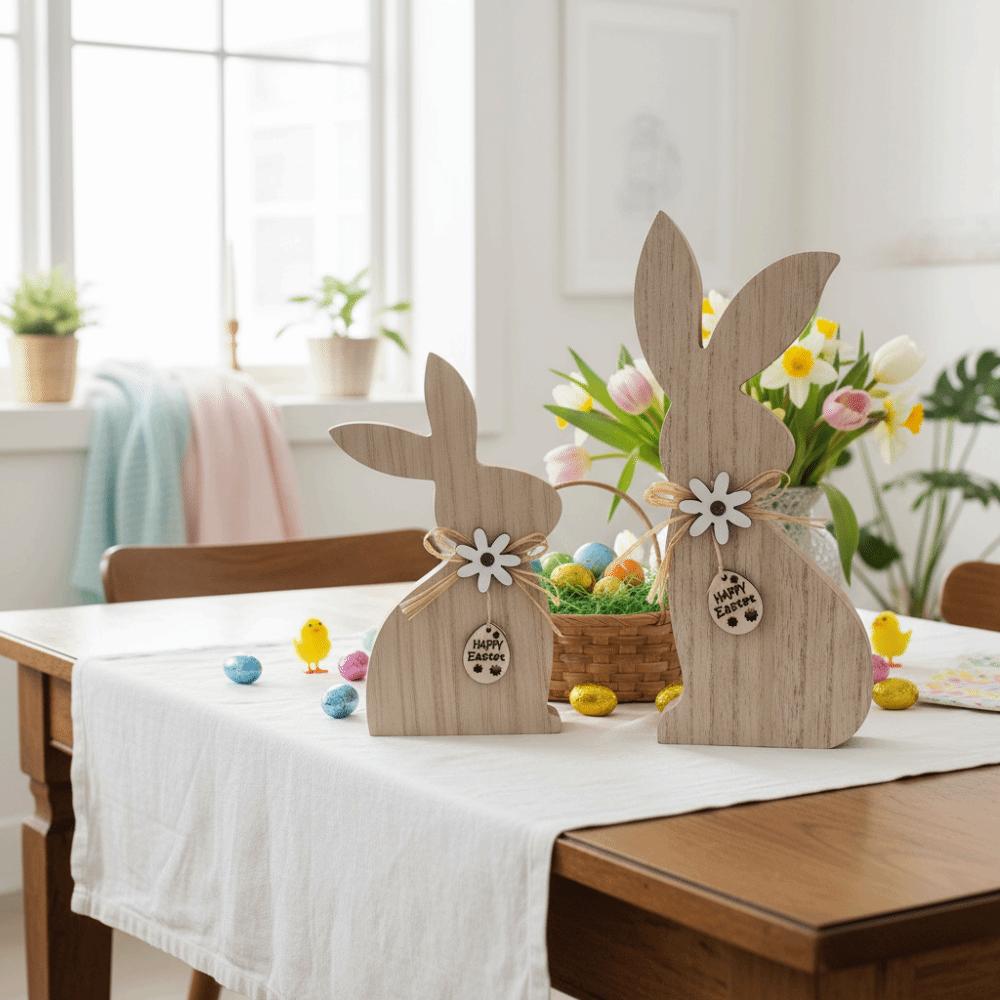 Vintage Rabbit Figurines Minimalist Easter Bunny Ornaments  Table Decorations
