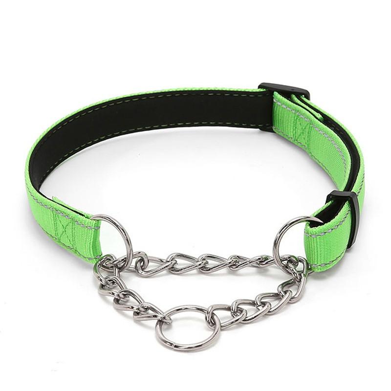 Coleira Martingale de Corrente de Aço Inoxidável Ajustável para Cães Corrente para Cães Tecido de Nylon Refletivo Coleiras para Animais de Estimação para Cães Pequenos Médios Grandes