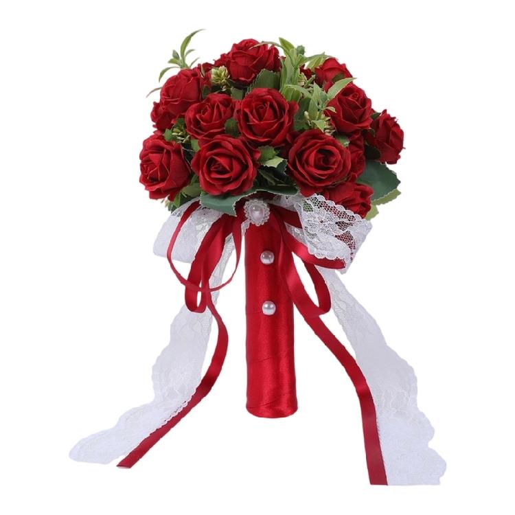 Artificial Rose Flower Bridal Bouquet Reusable Silk Rose Floral Arrangement For Wedding Anniversary Photo Essential