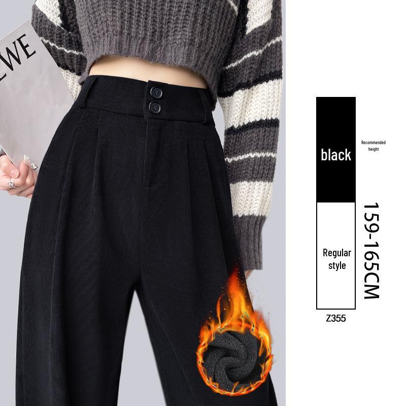 

Маленькие вельветовые брюки на флисовой подкладке - Зауженные, широкие для женщин, Осень/Зима 2025 L (111-125 lbs)