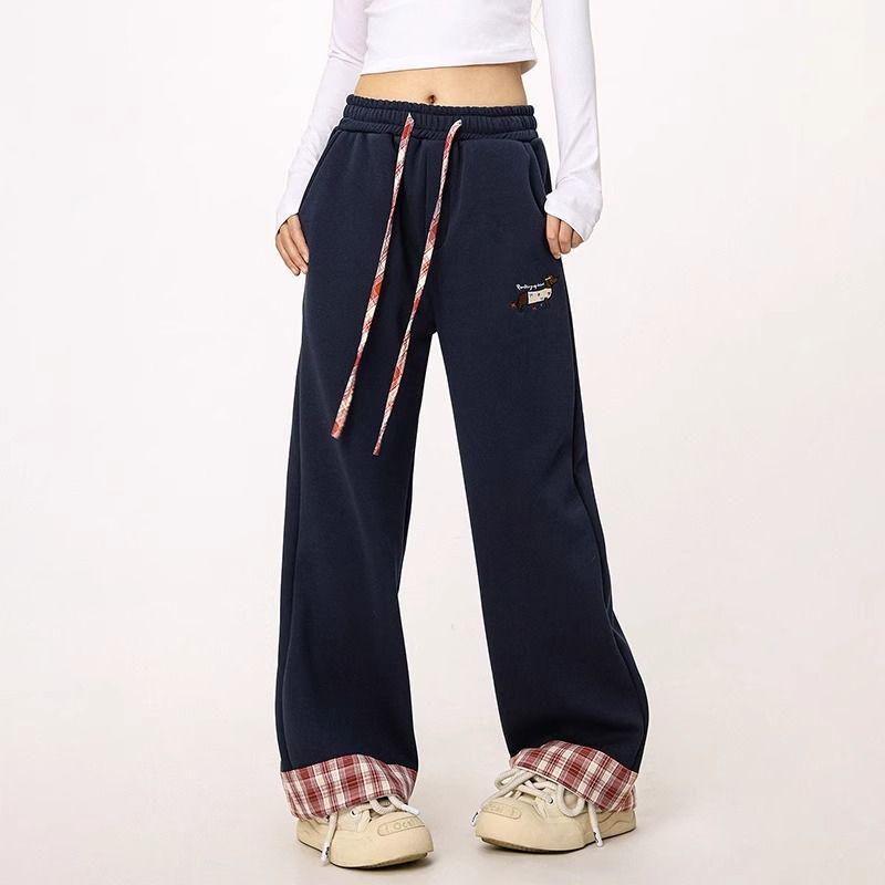 

Women s 3D Waistband Fleece Sweatpants - Autumn/Winter 2024 Wide Leg Casual Pants Medium