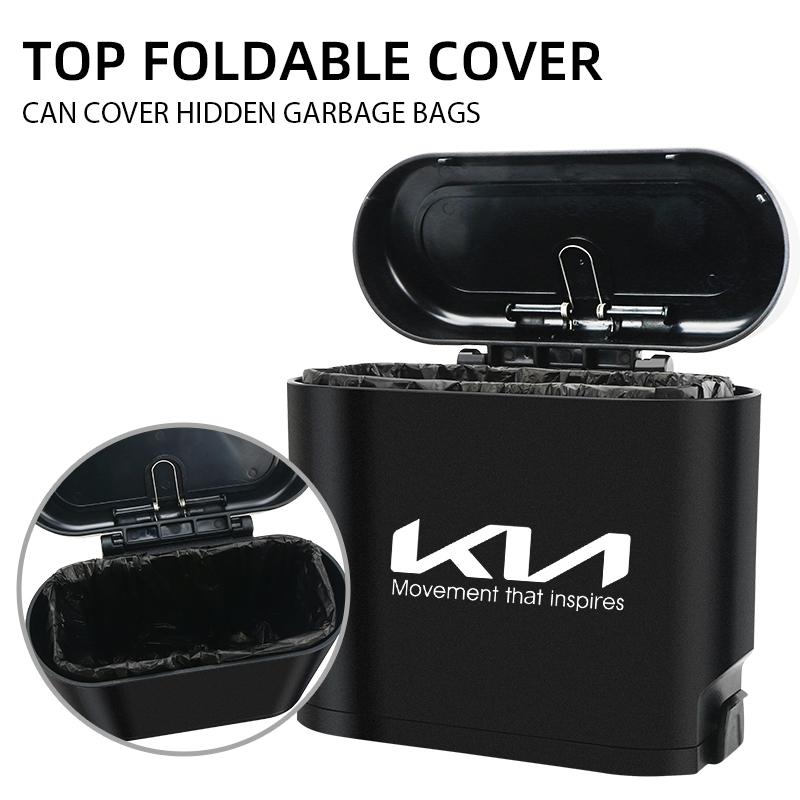 Car Clamshell Trash Bin Hanging Vehicle Garbage Dust Case Storage Box For Kia Sportage Cerato Soul Sorento K2 K5 Rio Ceed ulsap11