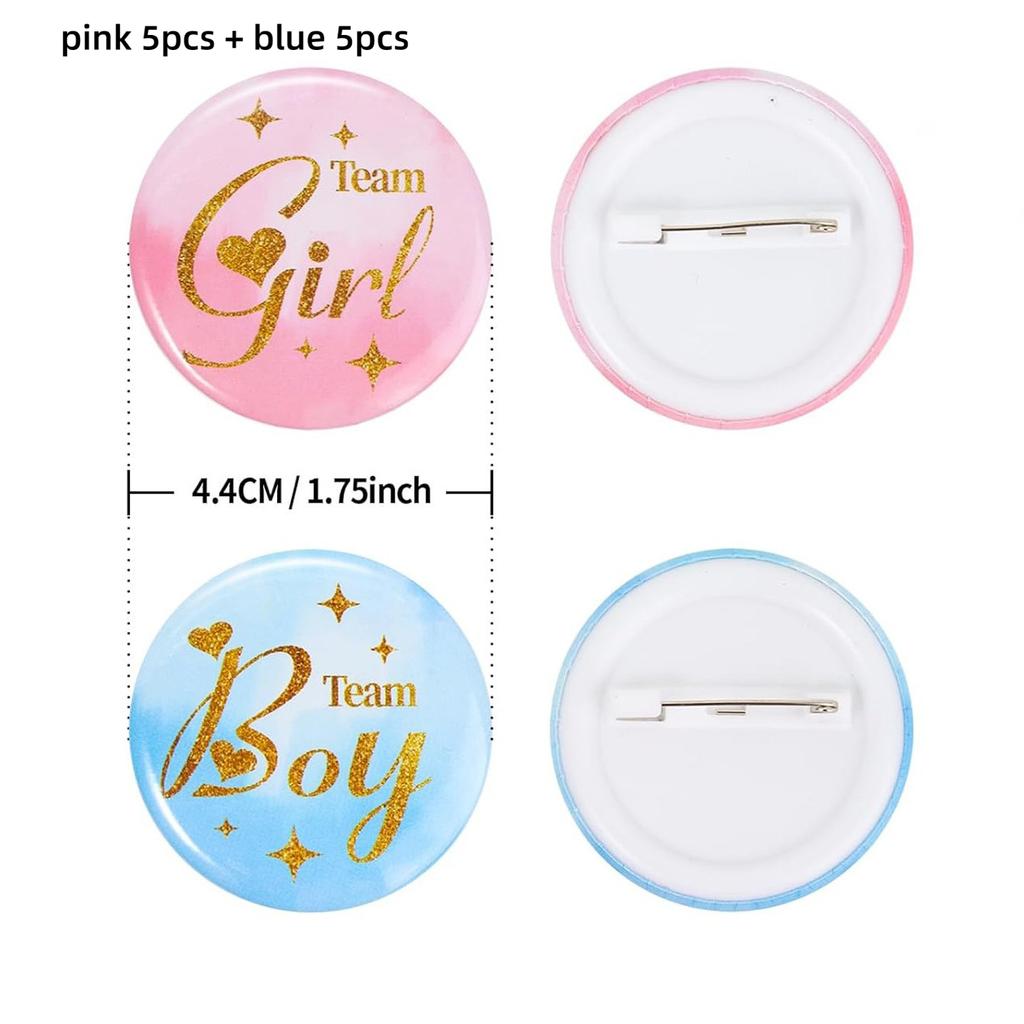 10 Baby Baptism Party Badges with Team Boy/Girl Footprint Emblems, Suitable for Birthday Parties and Baby Shower Decorations