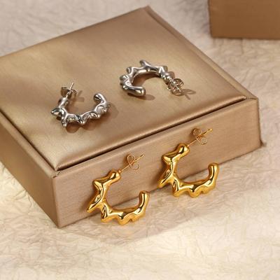 Premium Sense Irregular Stainless Steel Earrings Simple Plated 18K Gold Women's Trend Earrings