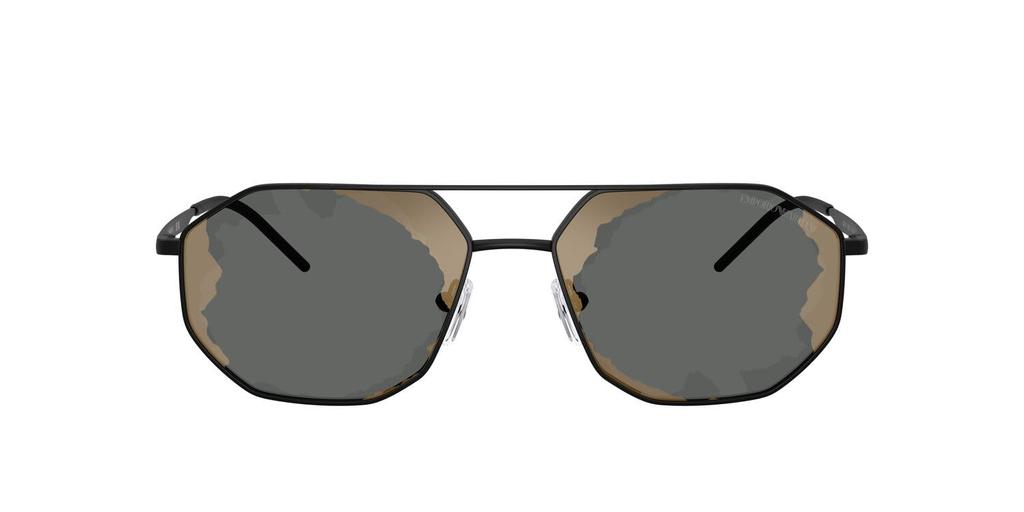 EMPORIO ARMANI Matte Black 30017G58 0EA2147 Sunglasses, Black, Mirror, Red, 58mm,