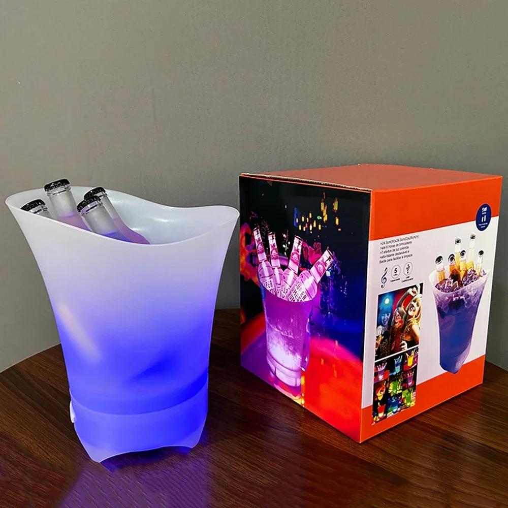 

LED Light Portable Ice Bucket Bluetooth Light-emitting Mall Audio Beer Bucket Camping Ice Buckets Bar Barware Atmosphere Props белый
