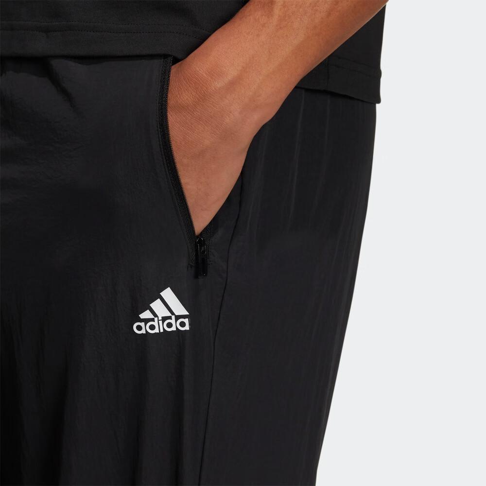 Adidas Solid Color Mini-Logo Woven Casual Sports Pants Unisex Bottoms Black HE7419