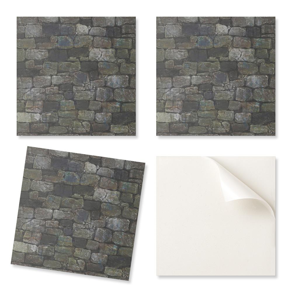 Zestaw Kafelków Pcv Z Wzorem Samoprzylepne Do Sypialni Tekstura Kamiennej Ściany 20X20X20 Cm