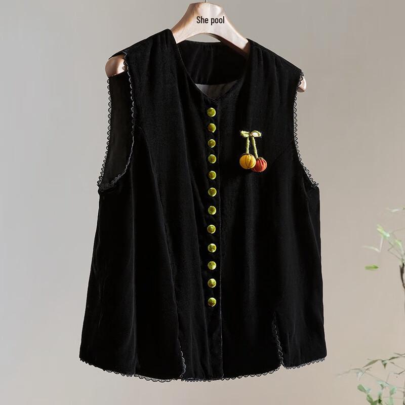 Women's Color-block Single-breasted Velvet Layered Vest