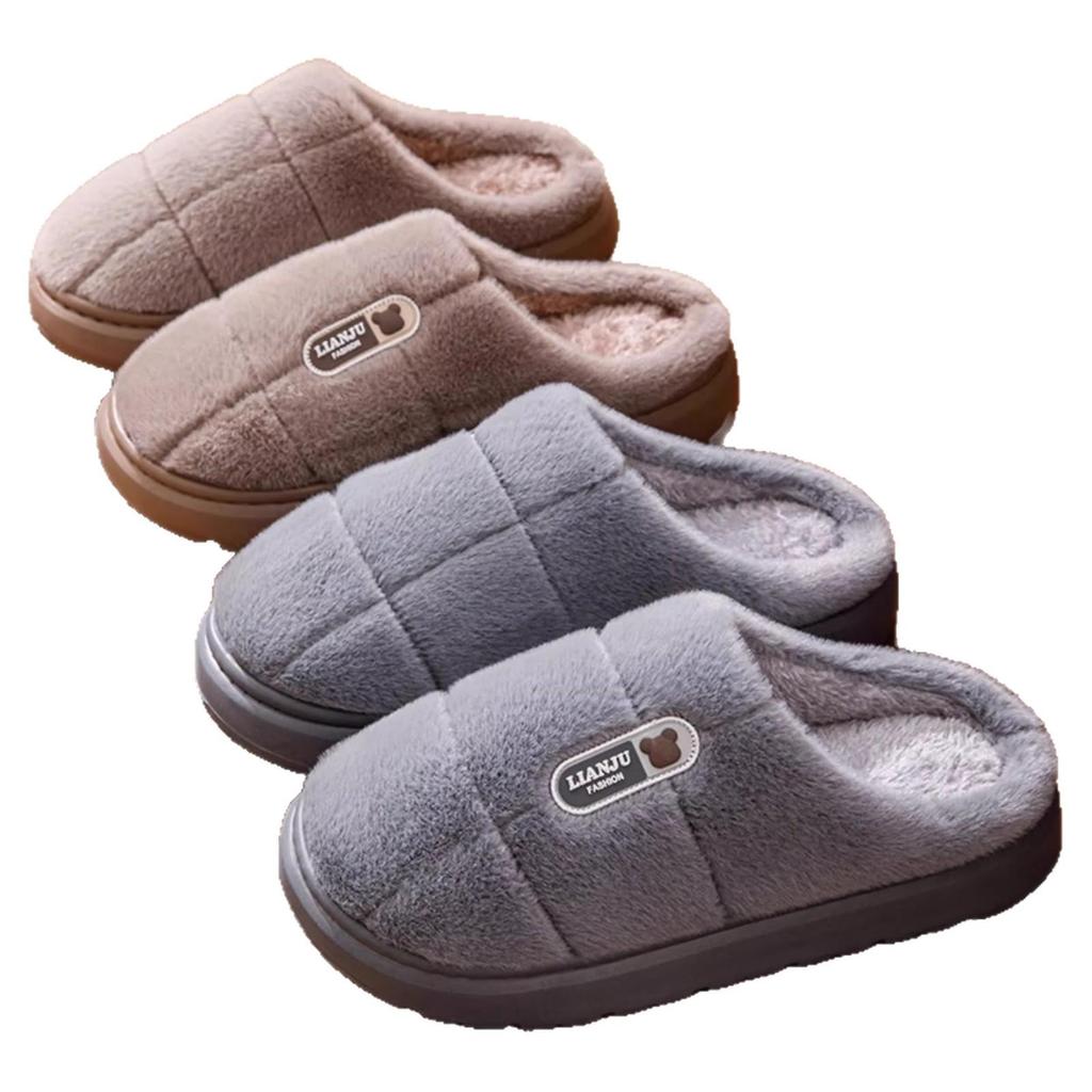 Men's Plus Size Non-Slip Plush Cotton Slippers - New Style 2025, Thick Sole, Indoor/Outdoor Use, Warm for Autumn/Winter.