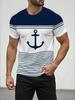 Simple Fashion Anchor Striped T Shirts for Men Summer Trendy Streetwear 3D Printed T-shirts Cool Streetwear Hip Hop Tees Tops