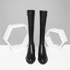 Krazing Pot Cow Leather Autumn Winter Shoes Thick Med Heels Big Size 45 Size 44 Zipper Decoration Concise Style Women Keep Warm Knee Boots
