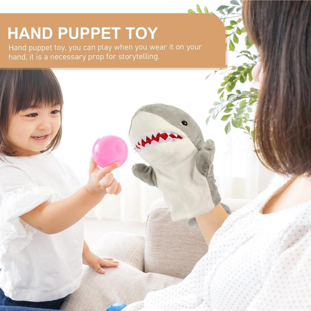 HOLIDYOYO Hand Puppets, Shark Puppets with Moving Mouth, Plush Animal Toys for Ventriloquism, Early Education, and Parent-Child Interaction, Set of 2