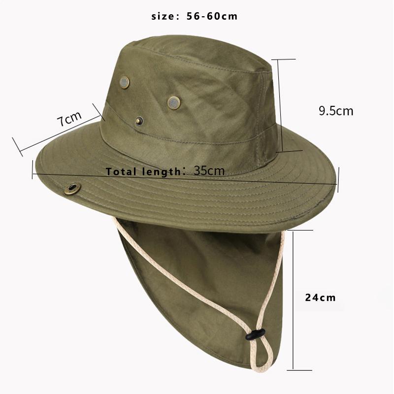 Men Bucket Hat with Shawl Summer Face Neck Protection Breathable Outdoor Hiking Camping Fishing Hat Neck Flap Anti-UV Sun Cap