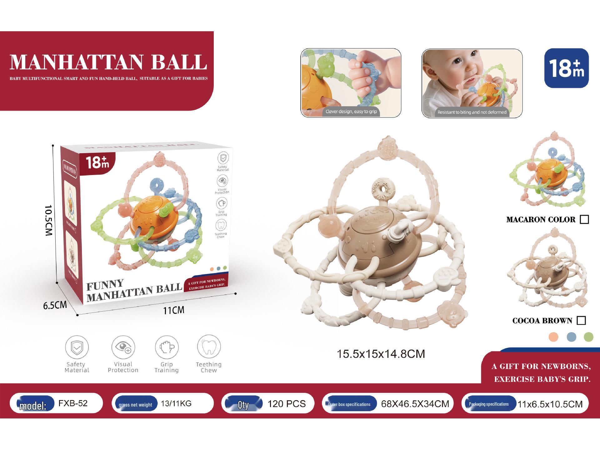 Manhattan Baby Grasp Ball & Teether Rattle Toy for 3-6 Months