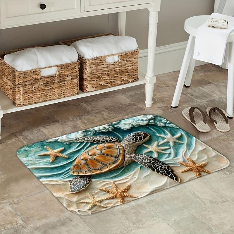 1PC Sea Turtle Pattern Kitchen Rugs Non-Slip Home Door Mats Pop Design Bathroom Rug Bath Mat Carpet for Home Sink Laundry Decor