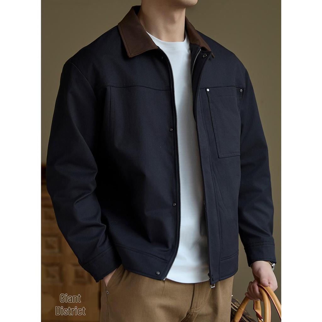 Men's Retro Barn Style Lapel Jacket - Spring/Autumn Casual Workwear