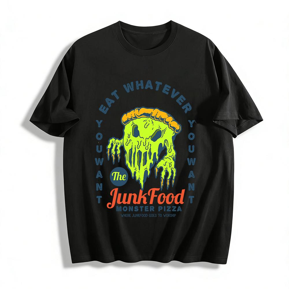 

Junk Food Monster Pizza Graphic Tee Edgy Streetwear Casual Top Pure cotton T-shirt XXS
