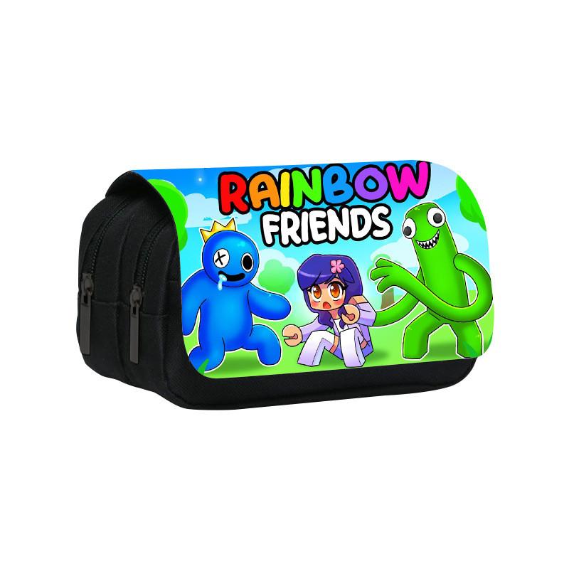 Rainbow Friends Double Layer Pencil Case With Large Capacity For Students And Kids