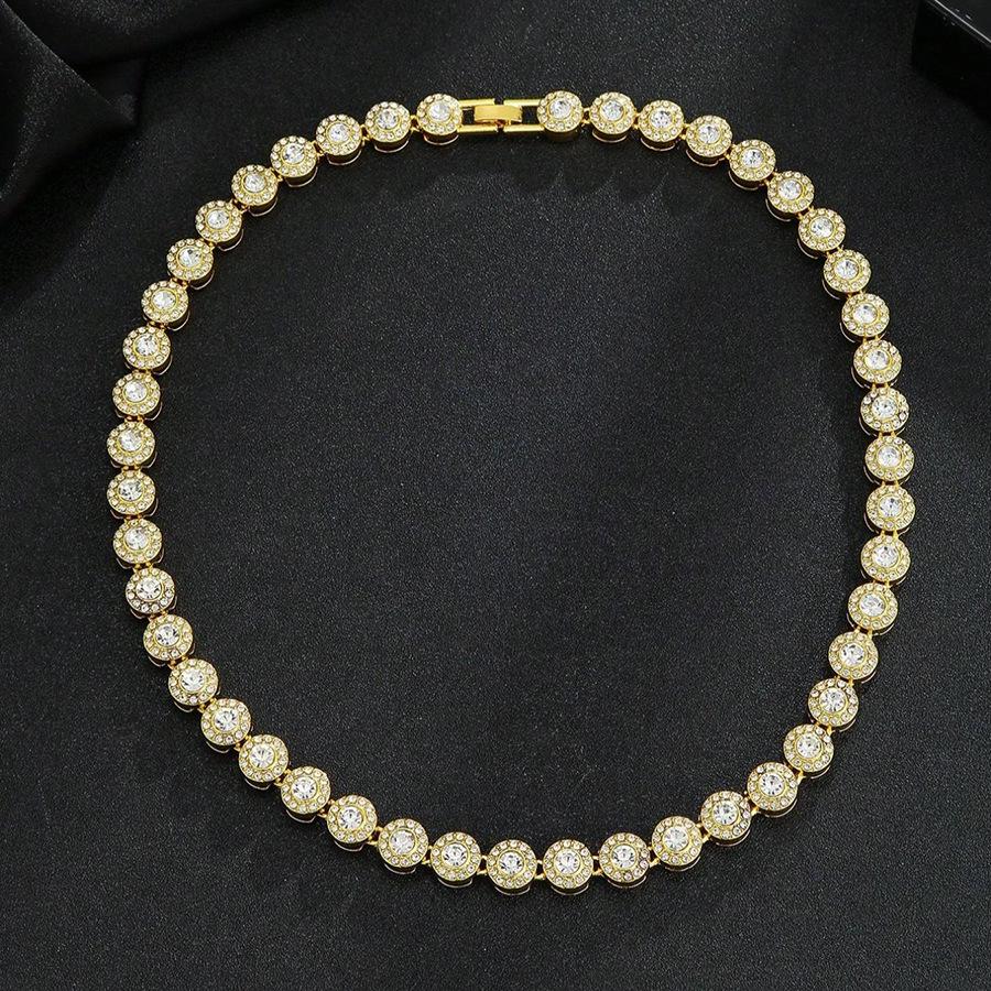 Collana da uomo Hip Hop Moda Patchwork Rotonda con Strass