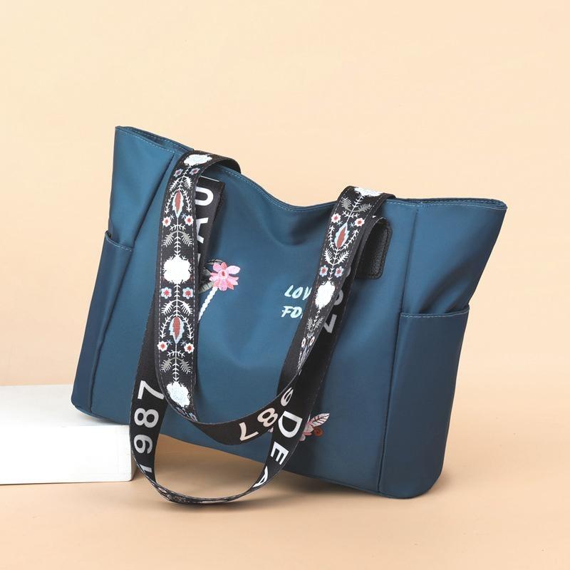 Aliwood Embroidery Women Handbag Nylon Waterproof Casual Tote Shopping Bag Large Capacity Female Shoulder Bags