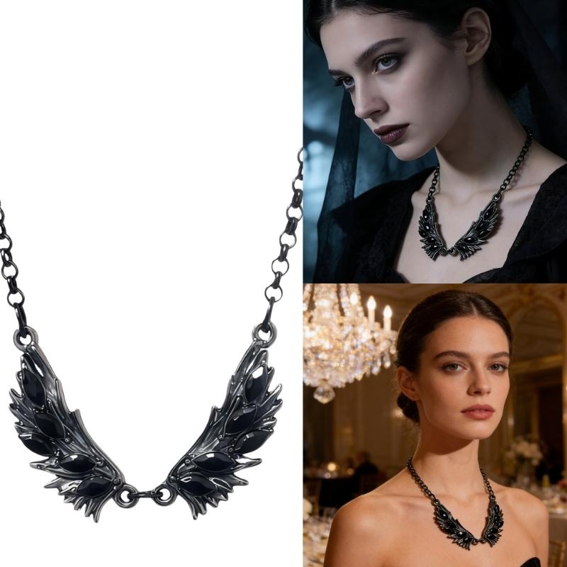 Elegant Black Angel Wing Pendant Necklace For Women Stylish Jewelry Gift for Women Girl Fashion Present