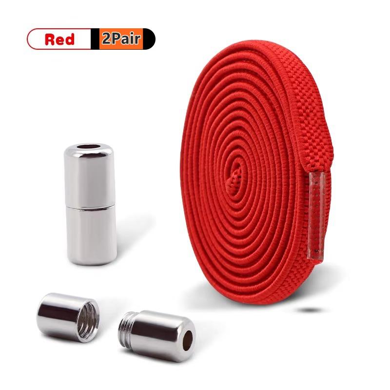 2Pair Capsule Lock Shoelaces Elastic Laces Sneakers No Tie Shoe Laces Without Ties Kids Adult 0.6cm Flat Shoelace for Shoes