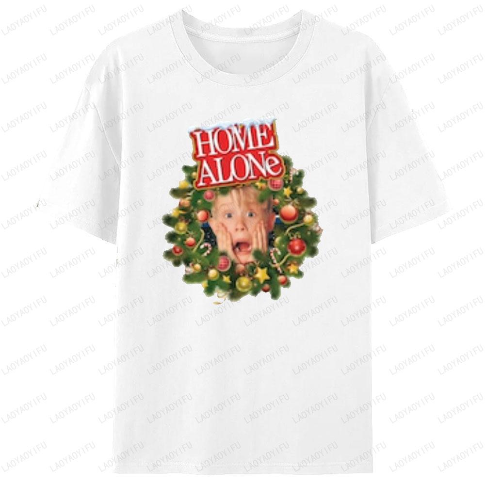 Christmas Home Alone Shirt Family Matching Graphic T Shirts Women Unisex Clothing Tops Street Fashion Crewneck White Tshirt