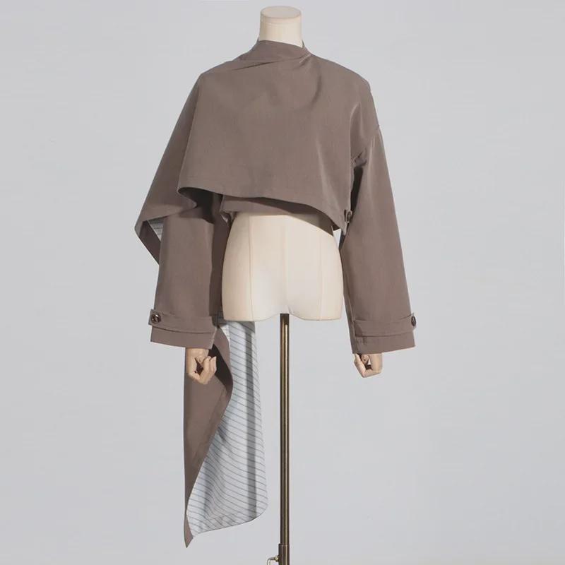 Women's 2025 Spring Cape-Style Blazer: Fashionable Long Sleeve Short Top